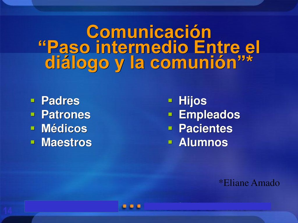 Comunicación Paso intermedio Entre el diálogo y la comunión *