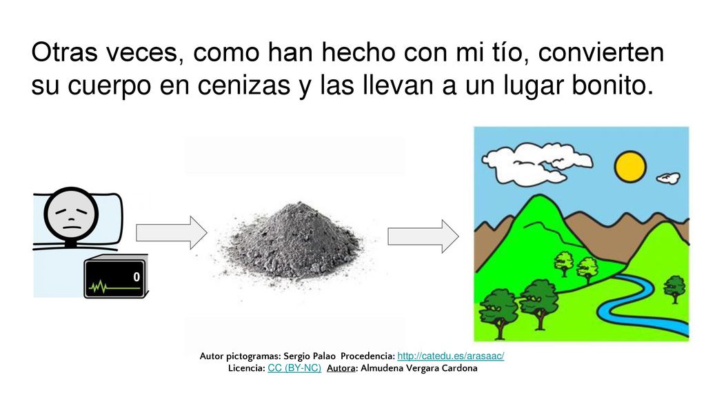 Otras veces, como han hecho con mi tío, convierten su cuerpo en cenizas y las llevan a un lugar bonito.