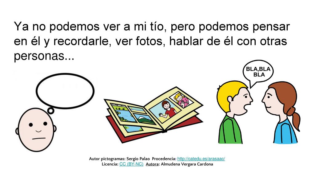 Ya no podemos ver a mi tío, pero podemos pensar en él y recordarle, ver fotos, hablar de él con otras personas...