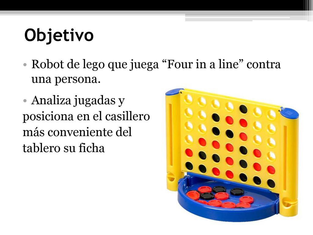 Objetivo Robot de lego que juega Four in a line contra una persona.