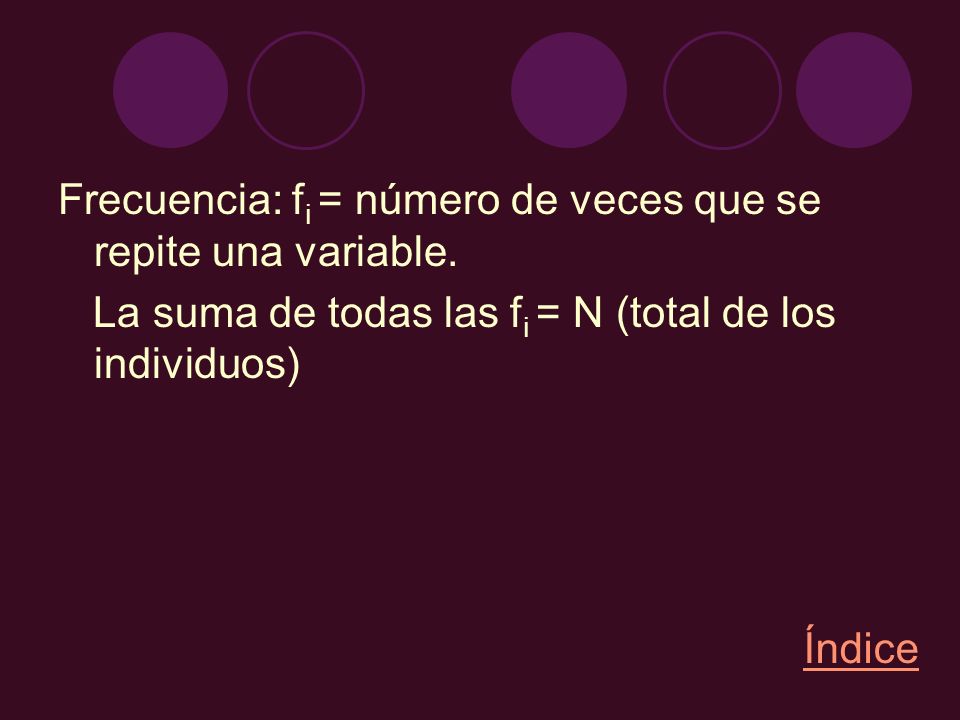 Frecuencia: fi = número de veces que se repite una variable.