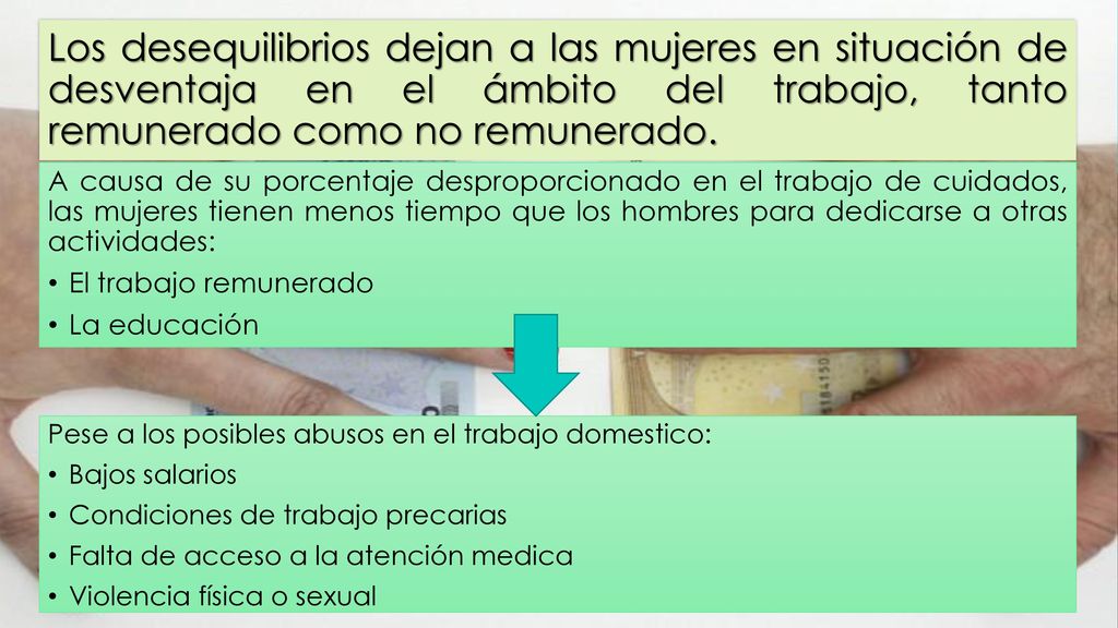 Los desequilibrios dejan a las mujeres en situación de desventaja en el ámbito del trabajo, tanto remunerado como no remunerado.