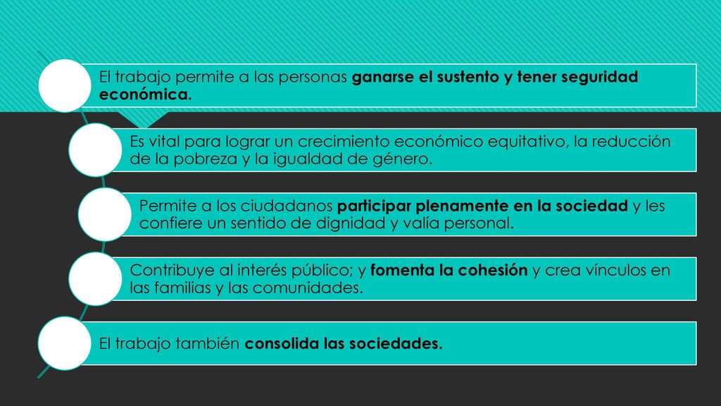 El trabajo permite a las personas ganarse el sustento y tener seguridad económica.