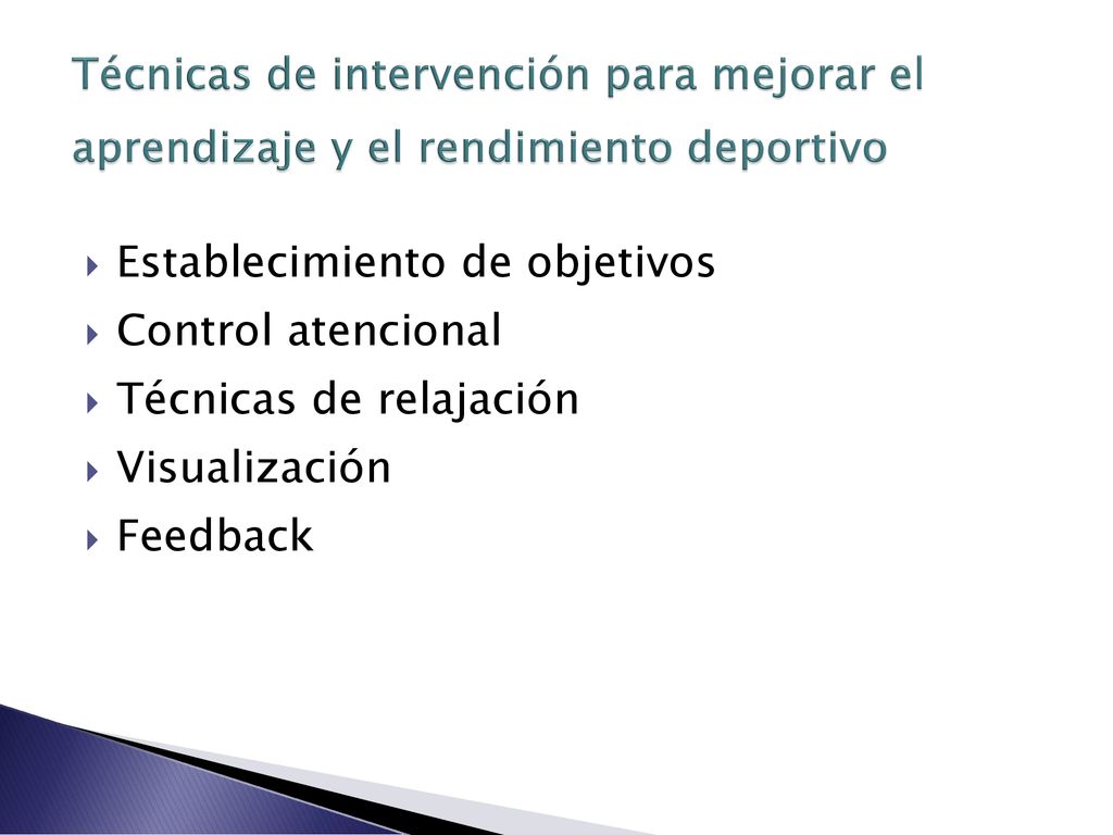 Técnicas de intervención para mejorar el aprendizaje y el rendimiento deportivo