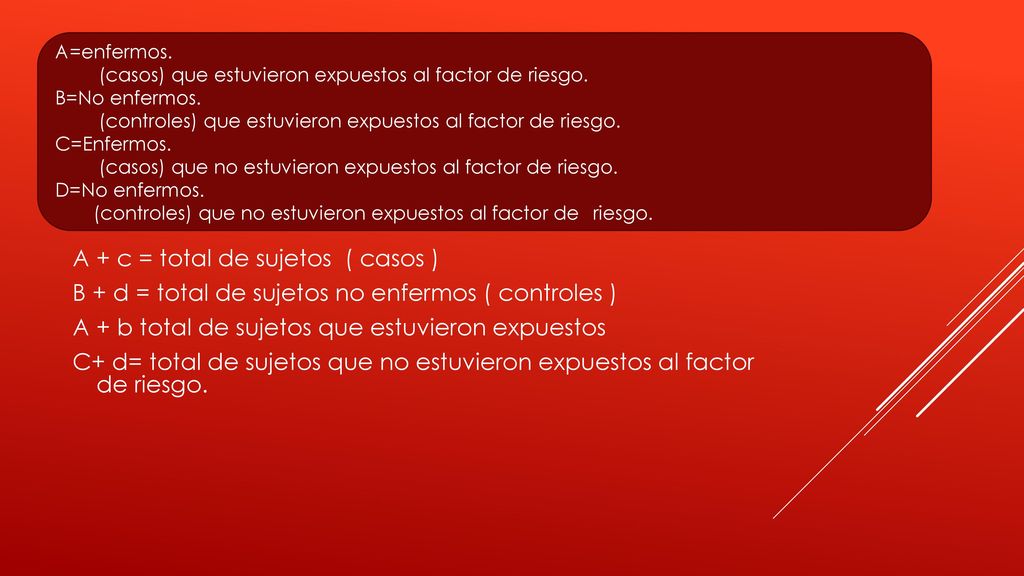 A + c = total de sujetos ( casos )