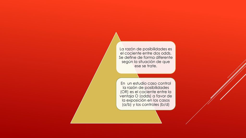 La razón de posibilidades es el cociente entre dos odds