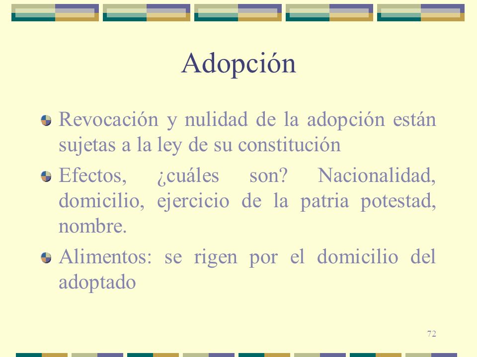 Adopción Revocación y nulidad de la adopción están sujetas a la ley de su constitución.
