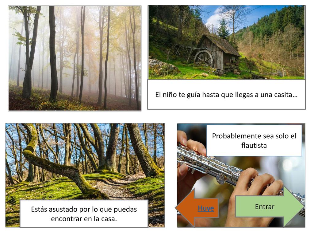 El niño te guía hasta que llegas a una casita…