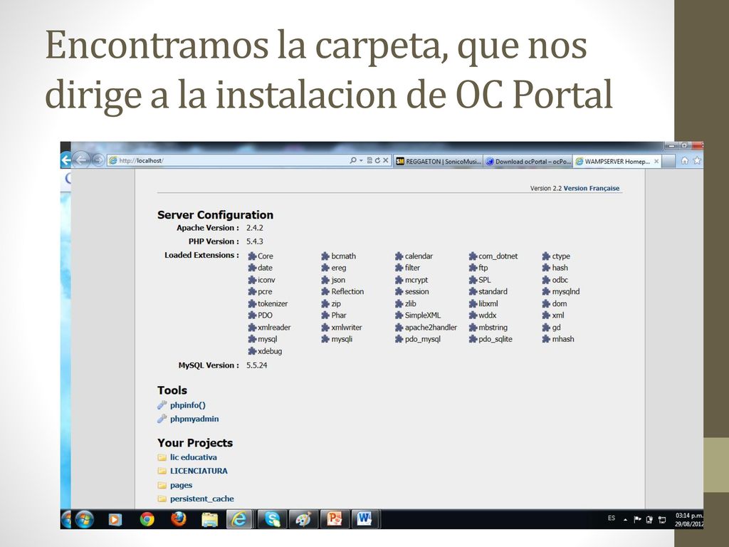 Encontramos la carpeta, que nos dirige a la instalacion de OC Portal