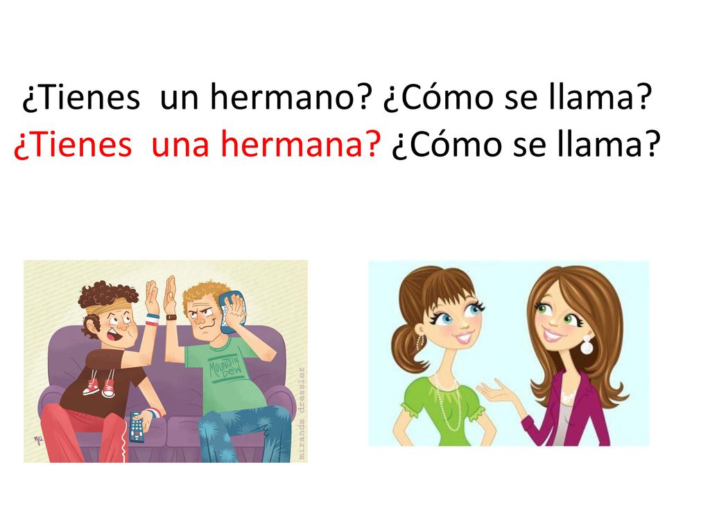 ¿Tienes un hermano ¿Cómo se llama ¿Tienes una hermana ¿Cómo se llama