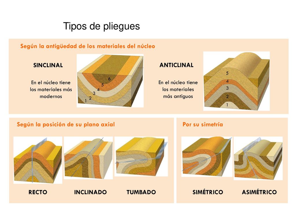 Tipos de pliegues Según la antigüedad de los materiales del núcleo