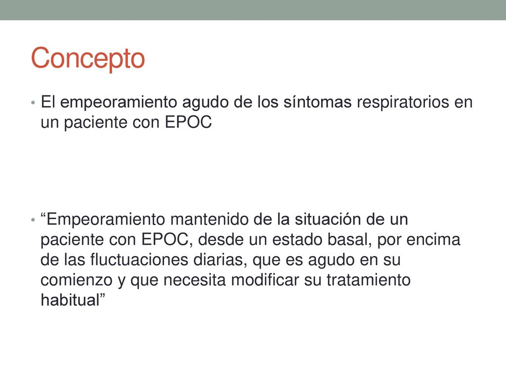 Concepto El empeoramiento agudo de los síntomas respiratorios en un paciente con EPOC.