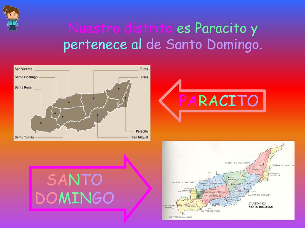 Nuestro distrito es Paracito y pertenece al de Santo Domingo.