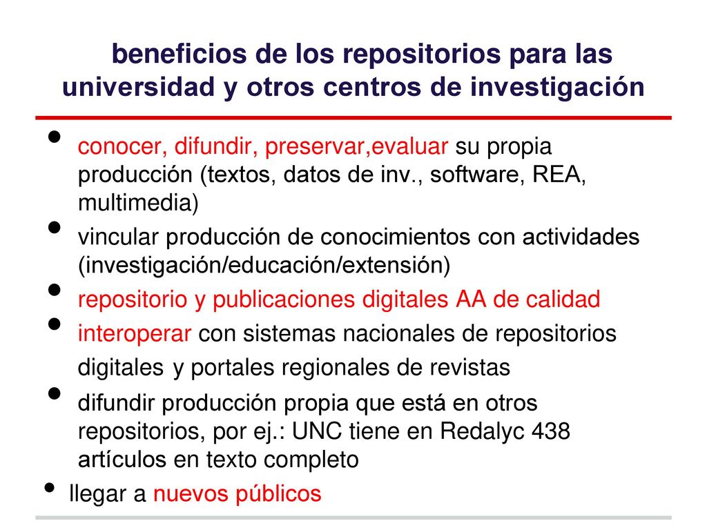 beneficios de los repositorios para las universidad y otros centros de investigación