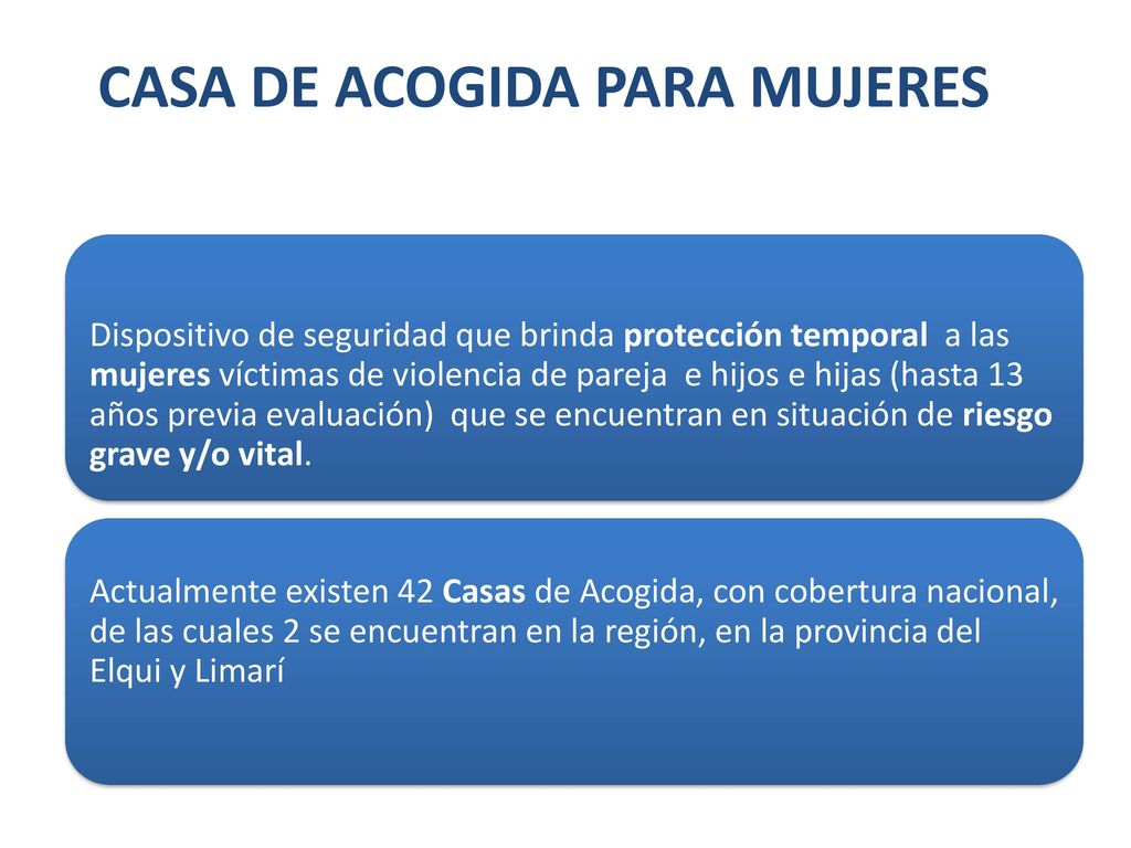 CASA DE ACOGIDA PARA MUJERES la mujer y Equidad de Genero - SERNAMEG
