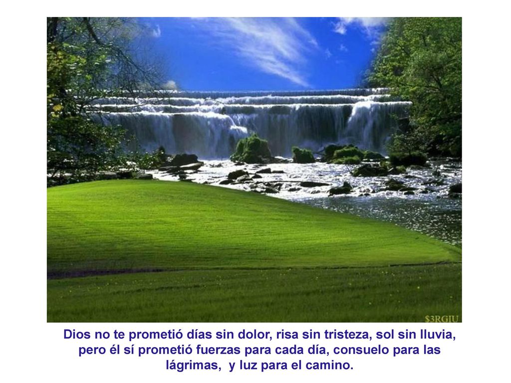 Dios no te prometió días sin dolor, risa sin tristeza, sol sin lluvia, pero él sí prometió fuerzas para cada día, consuelo para las lágrimas, y luz para el camino.