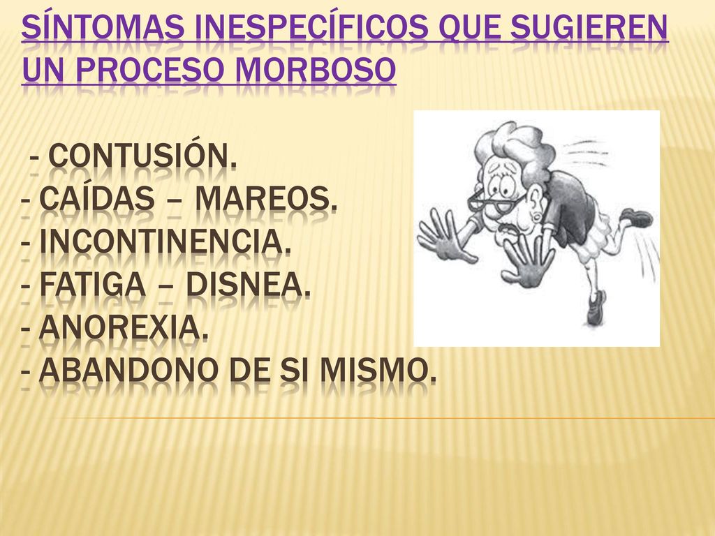 Síntomas inespecíficos que sugieren un proceso morboso - contusión