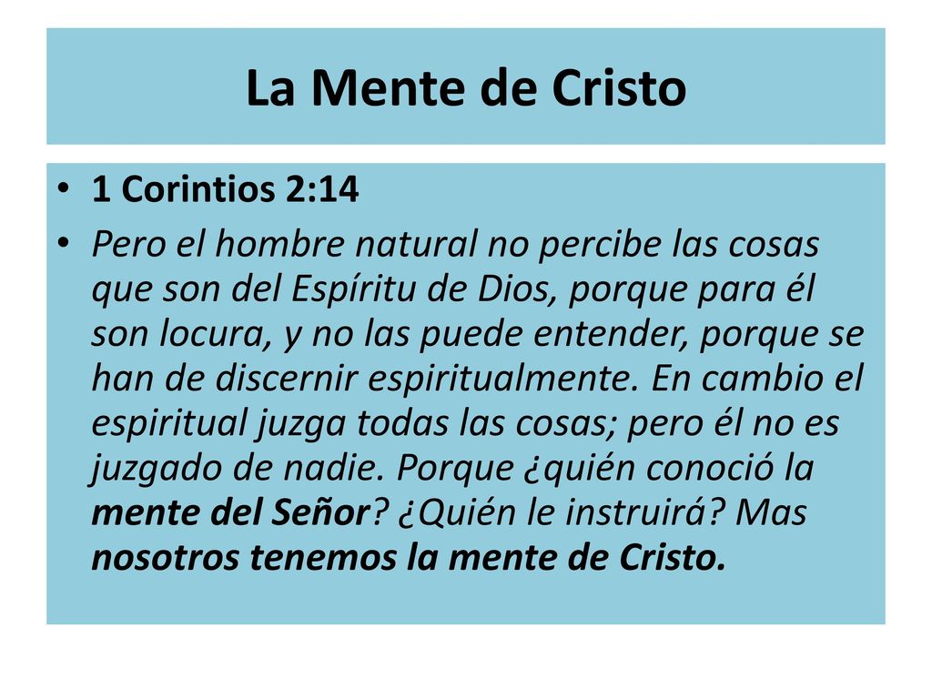 La Mente de Cristo 1 Corintios 2:14