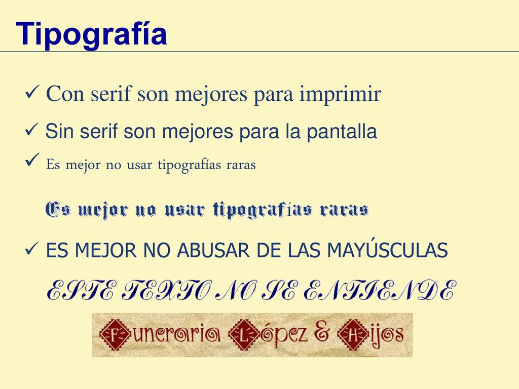 Tipografía Con serif son mejores para imprimir