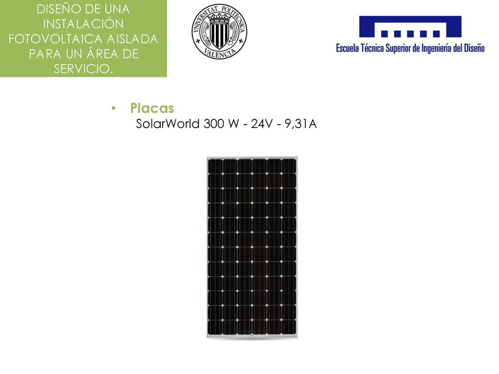 DISEÑO DE UNA INSTALACIÓN FOTOVOLTAICA AISLADA PARA UN ÁREA DE SERVICIO.