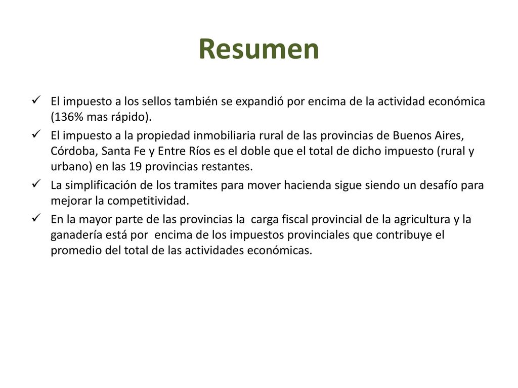 Resumen El impuesto a los sellos también se expandió por encima de la actividad económica (136% mas rápido).