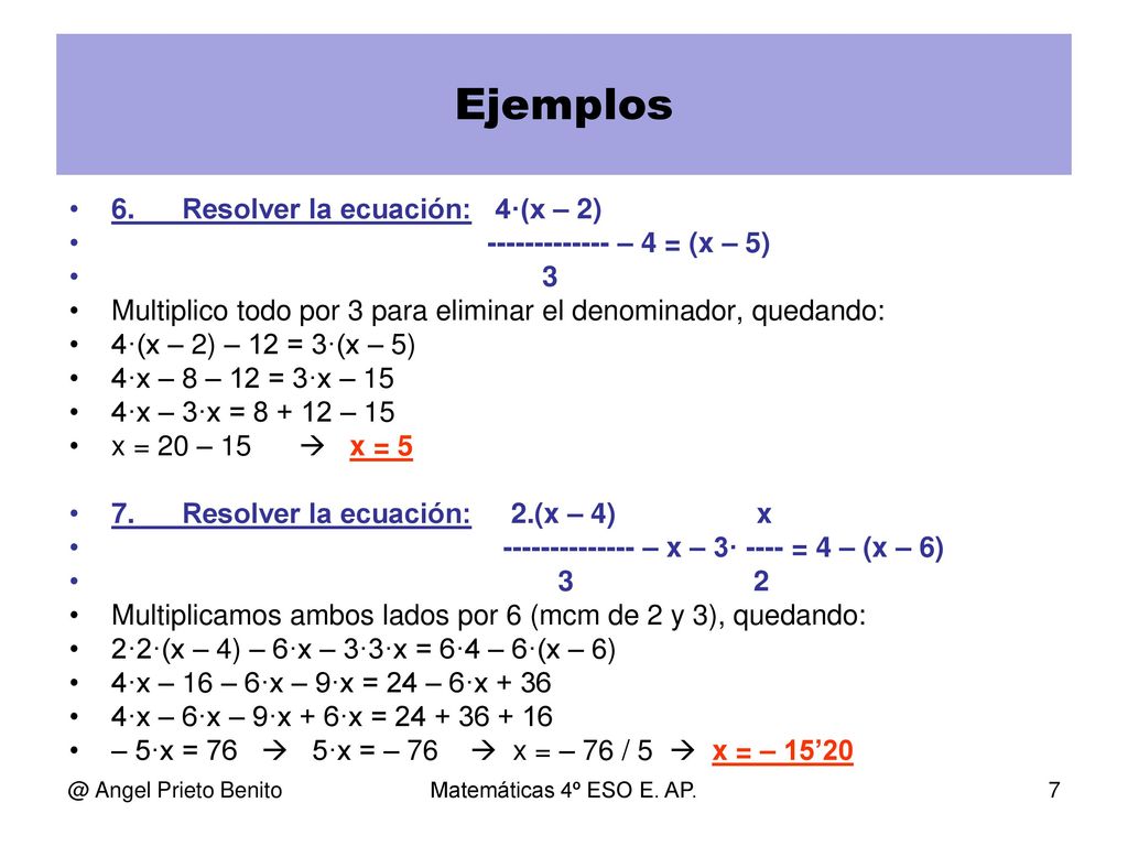 Viajero Activar Porra ECUACIONES Y SISTEMAS U. D. 6 * 4º ESO E. Angel Prieto Benito - ppt  descargar