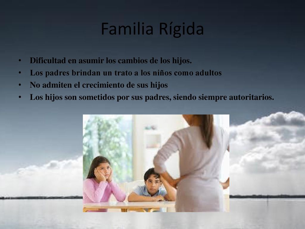 Familia Rígida Dificultad en asumir los cambios de los hijos.