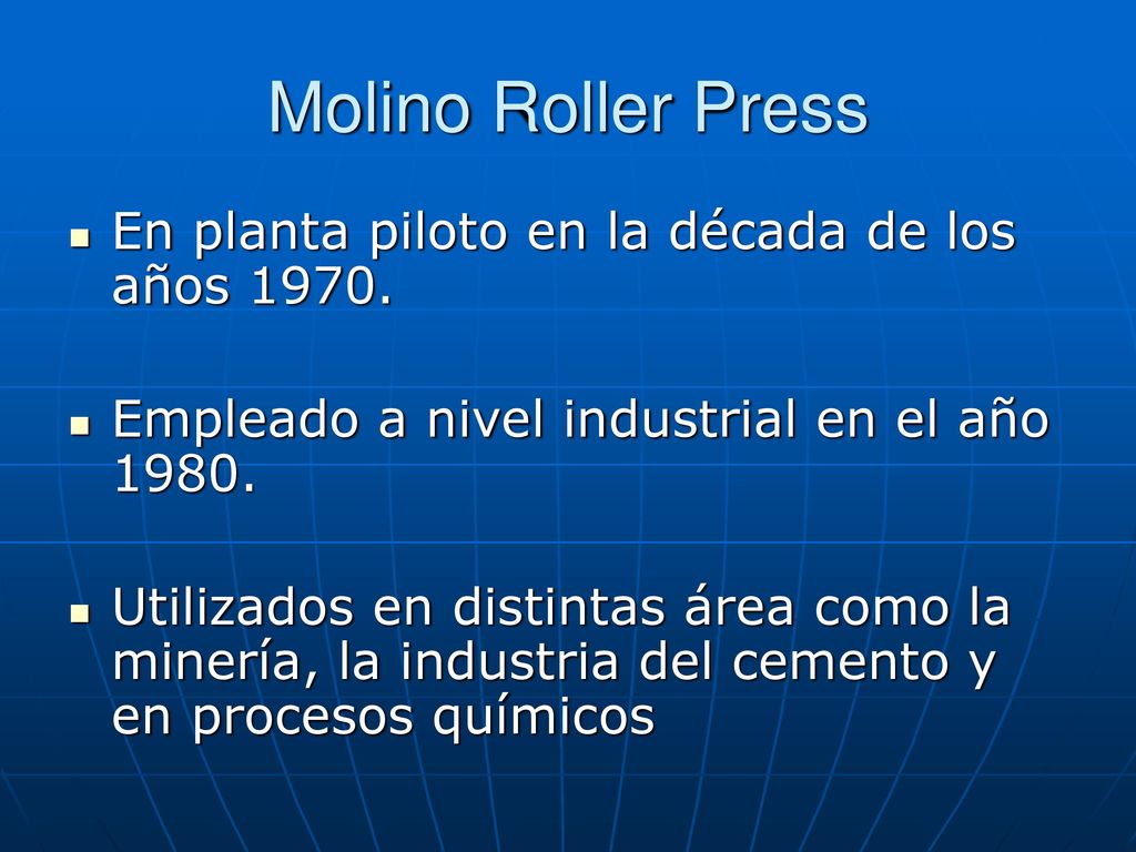 Molino Roller Press En planta piloto en la década de los años 1970.