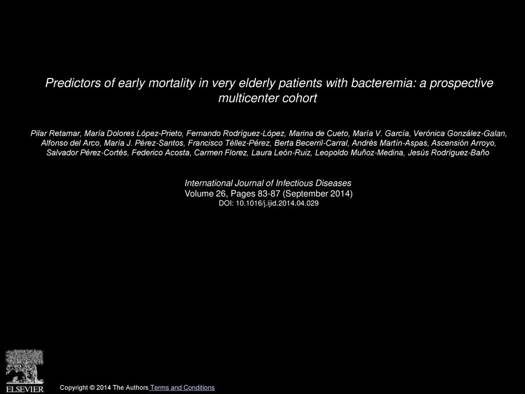 Predictors of early mortality in very elderly patients with bacteremia: a prospective multicenter cohort