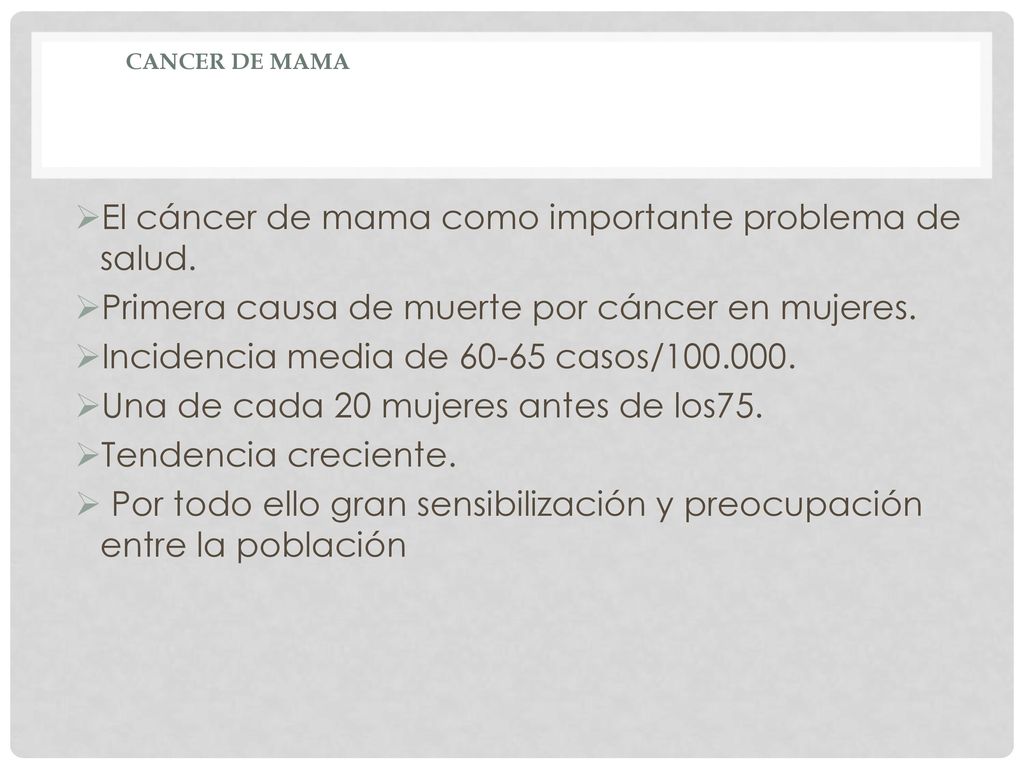 El cáncer de mama como importante problema de salud.