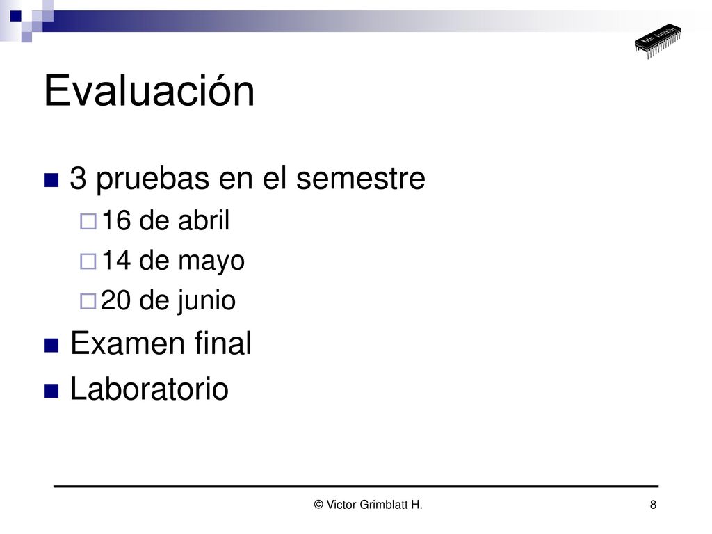 Evaluación 3 pruebas en el semestre Examen final Laboratorio
