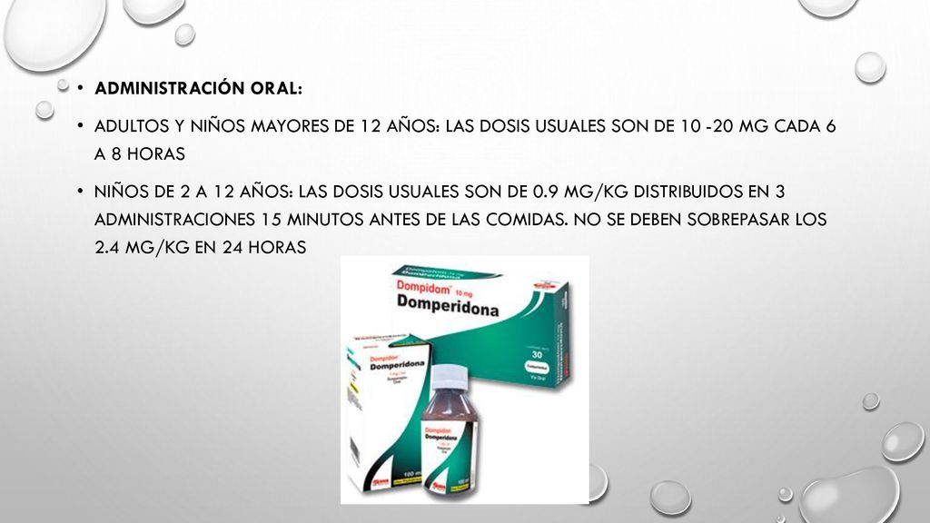 Administración oral: Adultos y niños mayores de 12 años: las dosis usuales son de mg cada 6 a 8 horas.