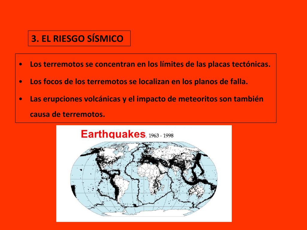 3. EL RIESGO SÍSMICO Los terremotos se concentran en los límites de las placas tectónicas.