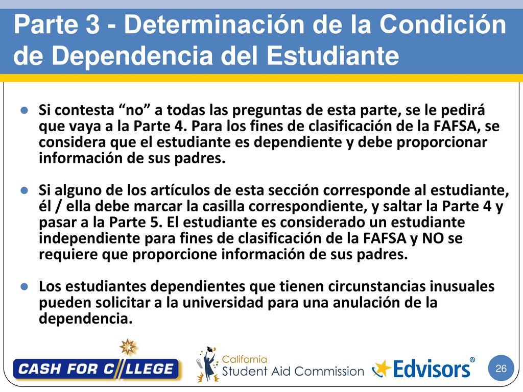Parte 3 - Determinación de la Condición de Dependencia del Estudiante