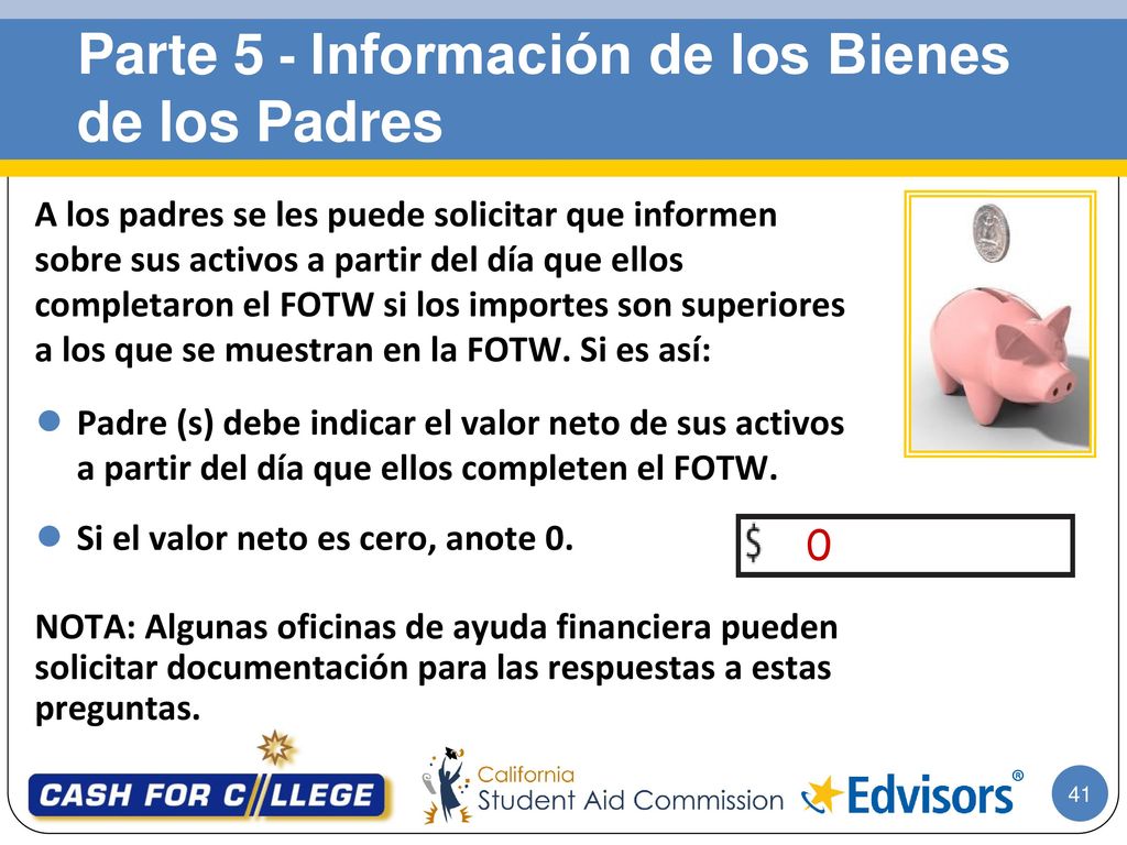 Parte 5 - Información de los Bienes de los Padres