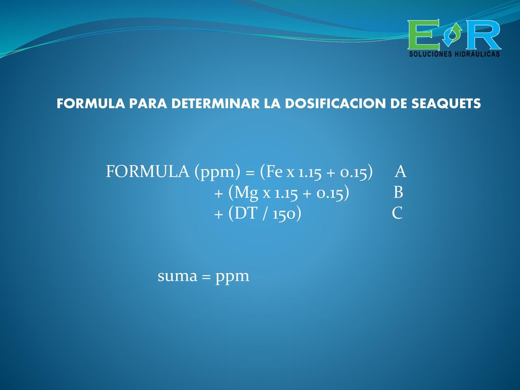 FORMULA (ppm) = (Fe x ) A + (Mg x ) B
