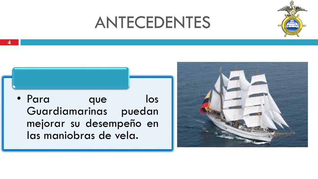 ANTECEDENTES Para que los Guardiamarinas puedan mejorar su desempeño en las maniobras de vela.