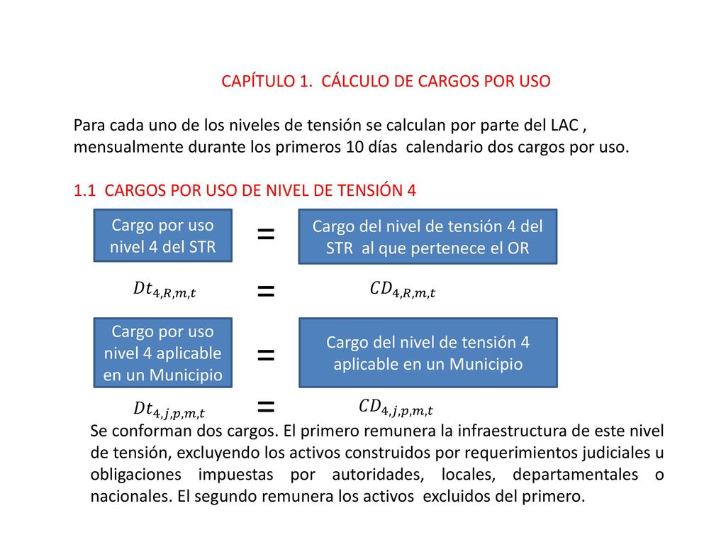 = = = = CAPÍTULO 1. CÁLCULO DE CARGOS POR USO