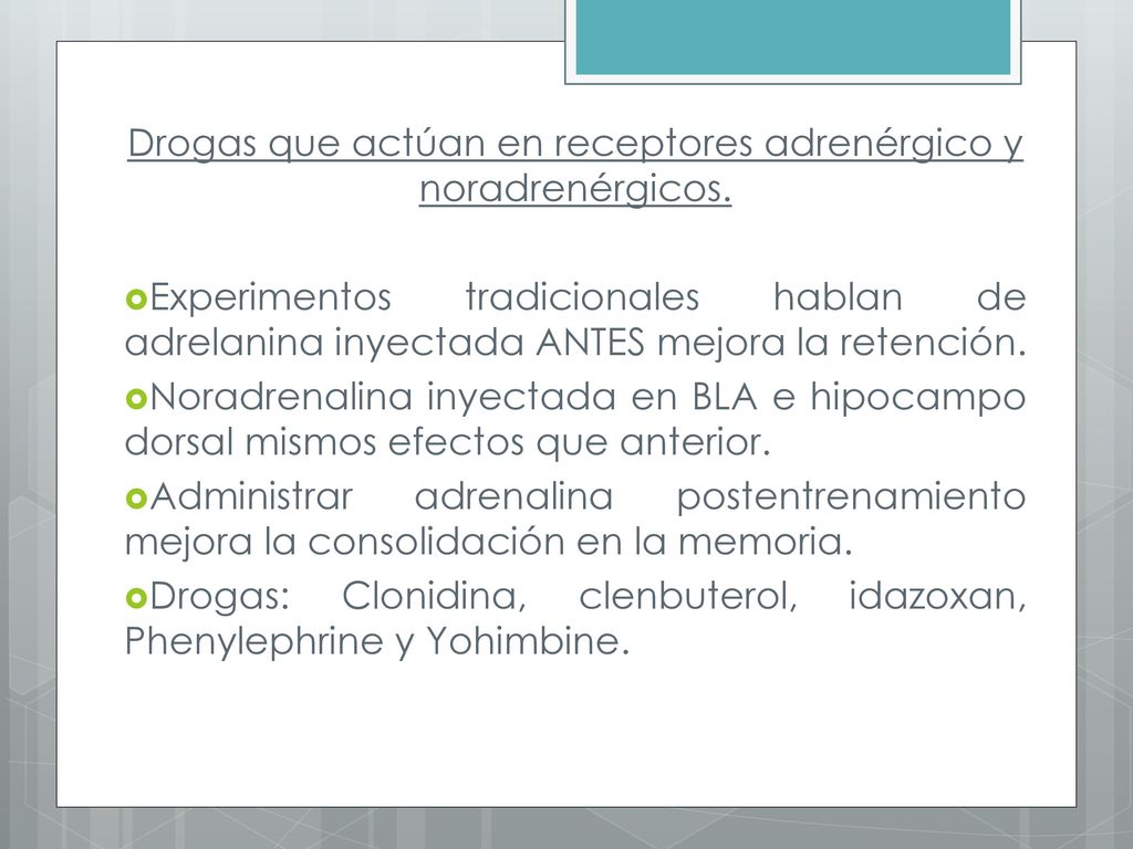 Drogas que actúan en receptores adrenérgico y noradrenérgicos.