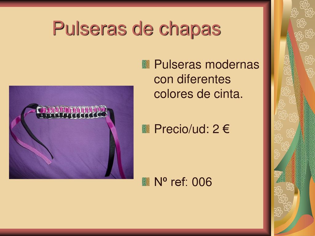 Pulseras de chapas Pulseras modernas con diferentes colores de cinta.
