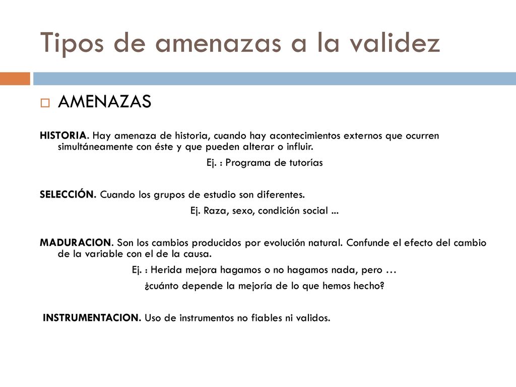 Tipos de amenazas a la validez