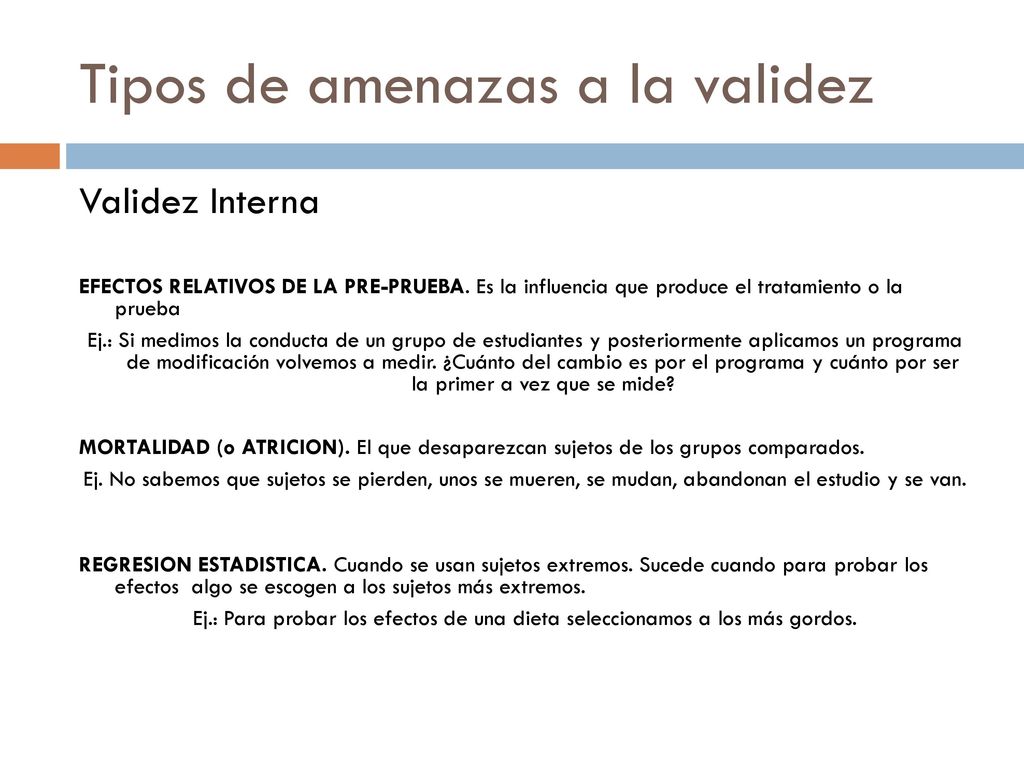 Tipos de amenazas a la validez