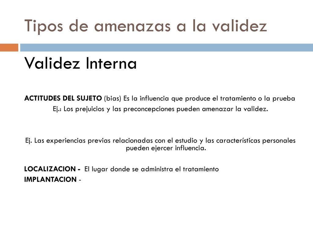 Tipos de amenazas a la validez