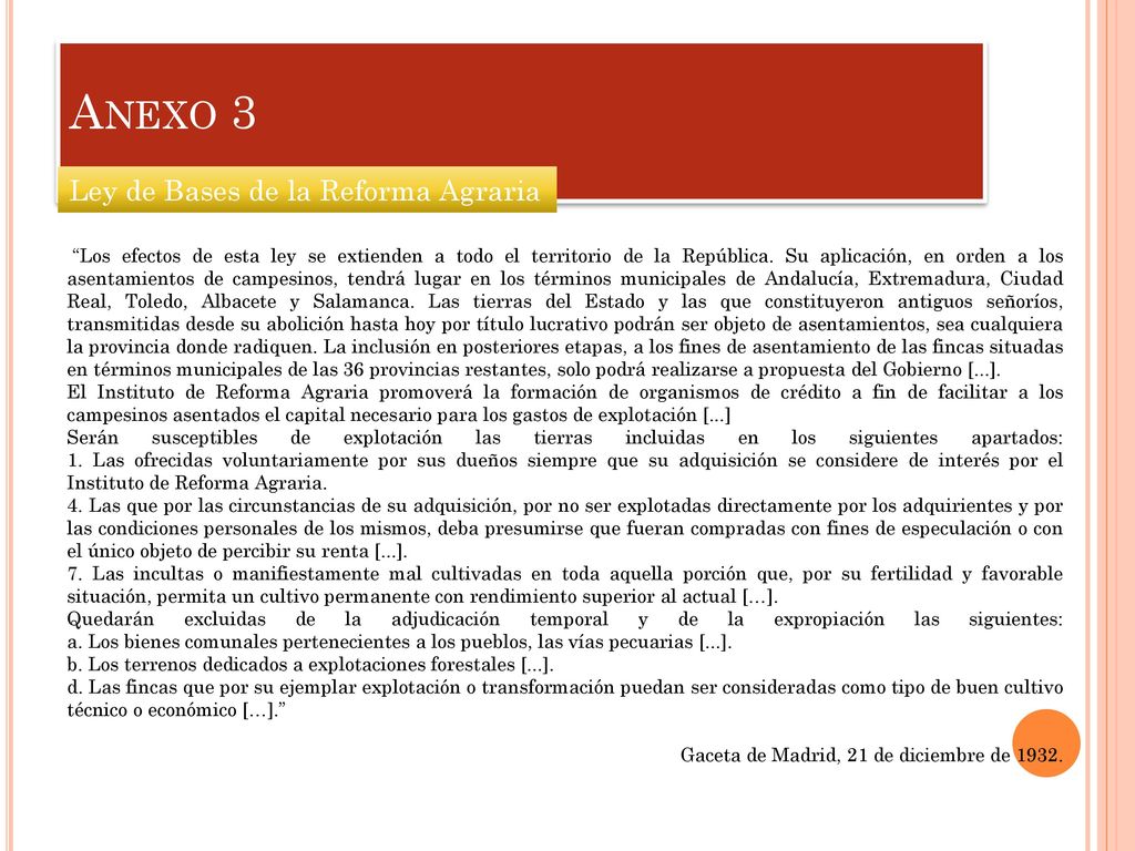 Anexo 3 Ley de Bases de la Reforma Agraria