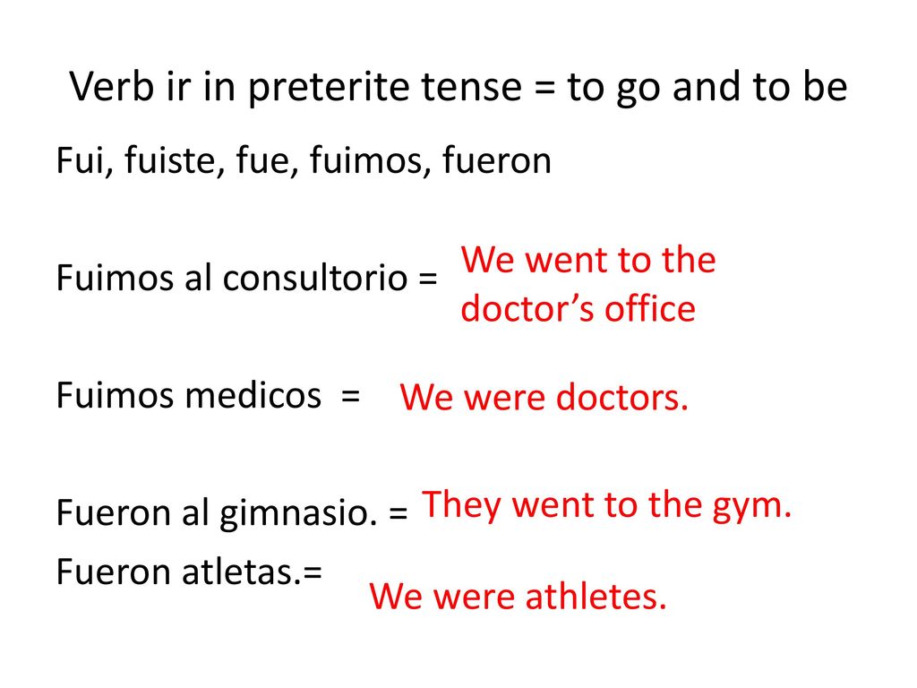 Verb ir in preterite tense = to go and to be