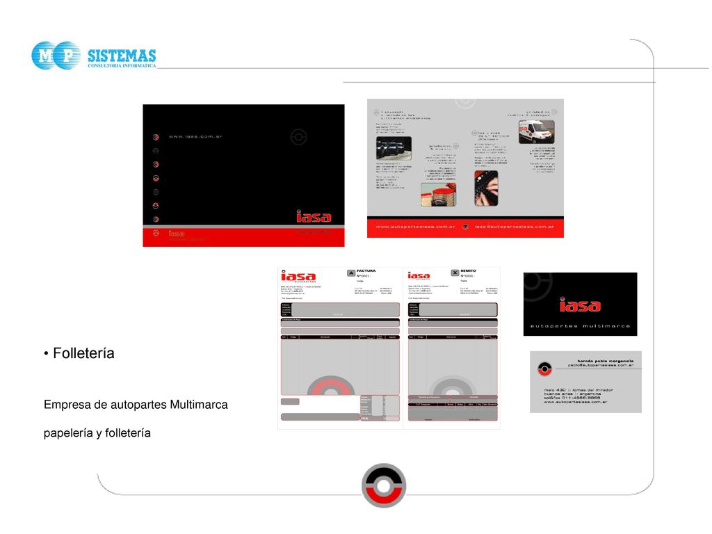 • Folletería Empresa de autopartes Multimarca papelería y folletería