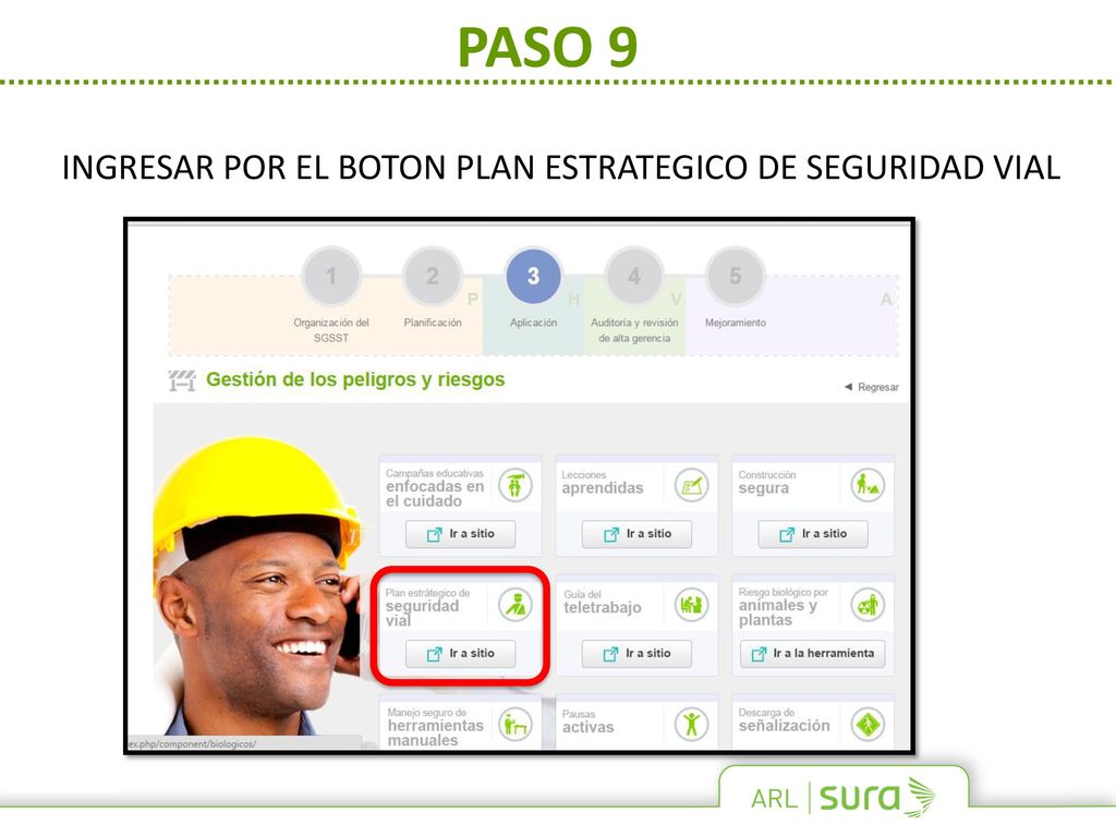 PASO 9 INGRESAR POR EL BOTON PLAN ESTRATEGICO DE SEGURIDAD VIAL