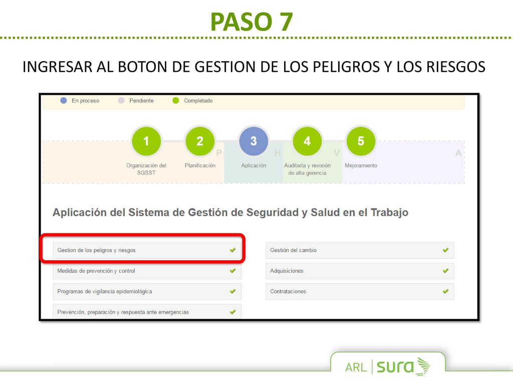 PASO 7 INGRESAR AL BOTON DE GESTION DE LOS PELIGROS Y LOS RIESGOS