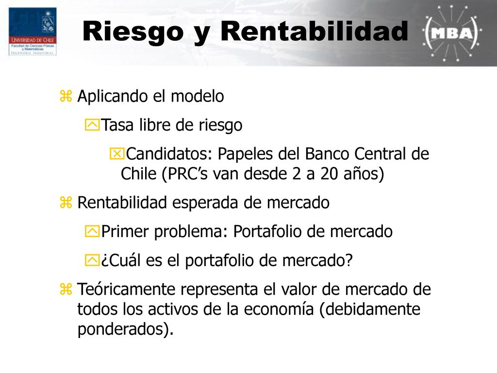 Riesgo y Rentabilidad Aplicando el modelo Tasa libre de riesgo