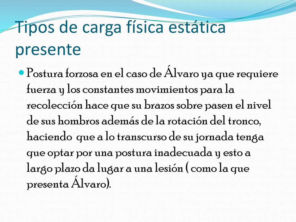 Tipos de carga física estática presente